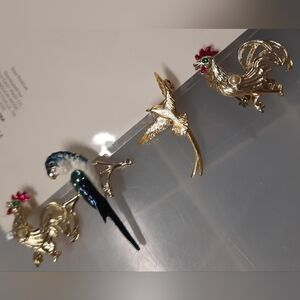 Elegant Gold and Blue Bird Brooch